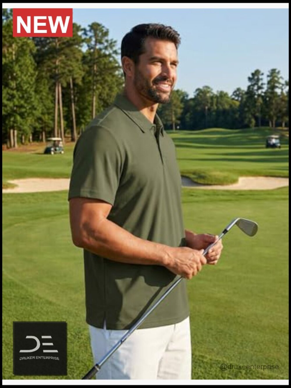 Mens Golf Polo Shirt Short Sleeve Quick Dry Moisture Wicking Performance Stretch - Picture 3 of 7